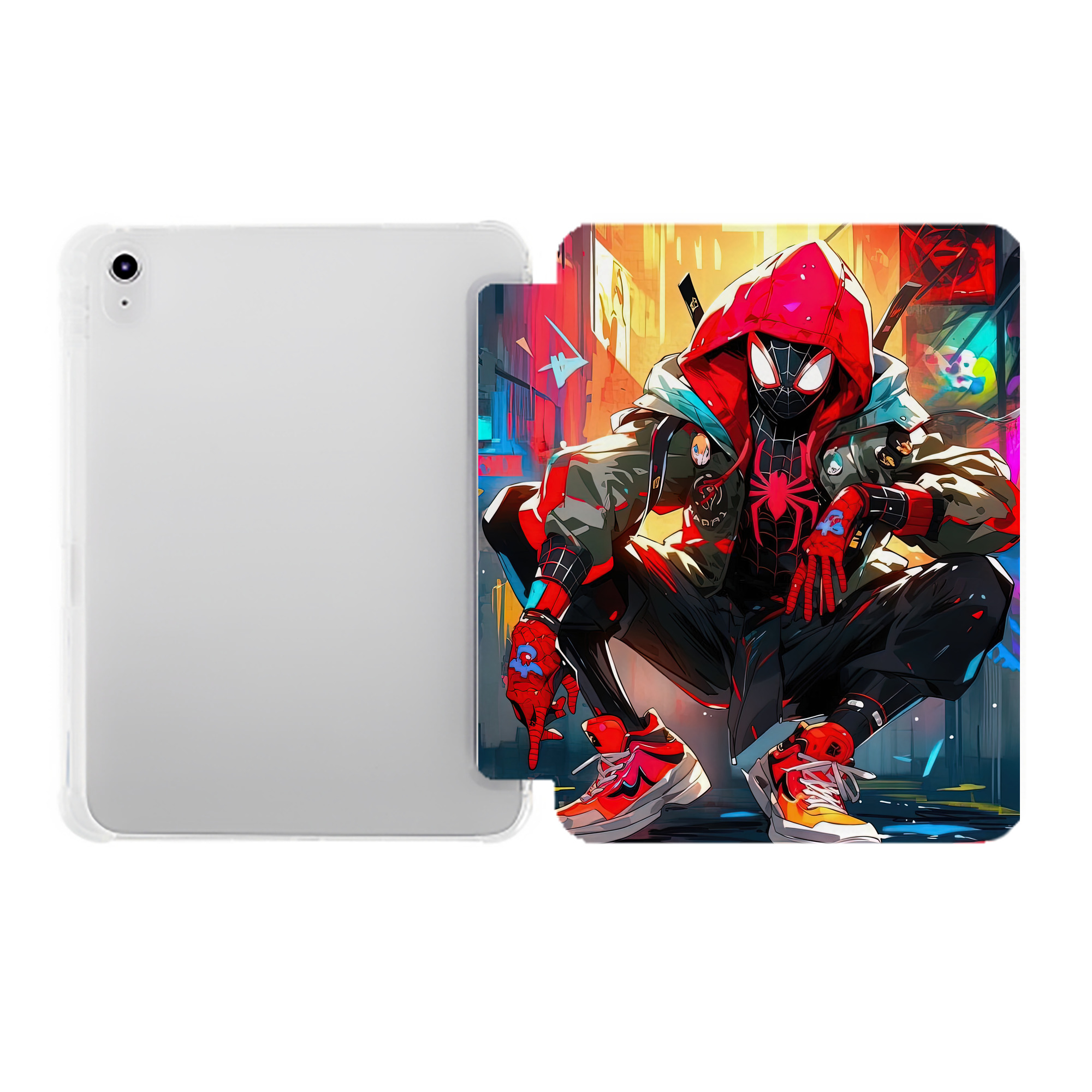 （画像用） Spider Man スパイダーマン IPad ケース ペン収納付き 三つ折りスタンド PUレザー×シリコン 対応機種9.5/10.5/10.9インチ